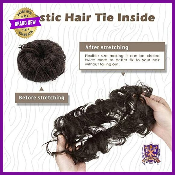 Real Human Hair Bun Extension Scrunchie - Thick Soft Fluffy Updo main image 5